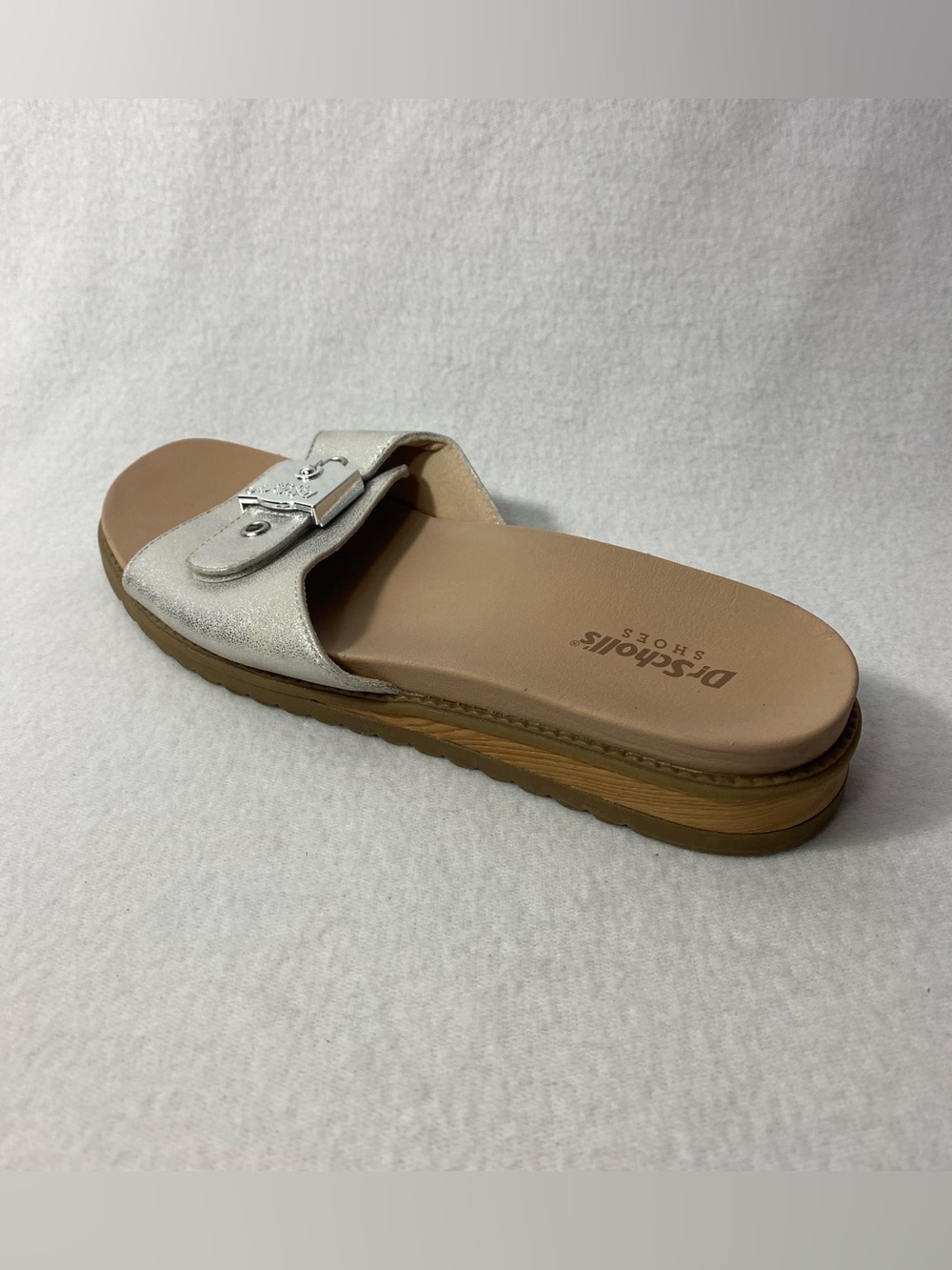 Dr. Scholl's Buckle Slide Sandals Island Icon Silver Metallic Size 7M